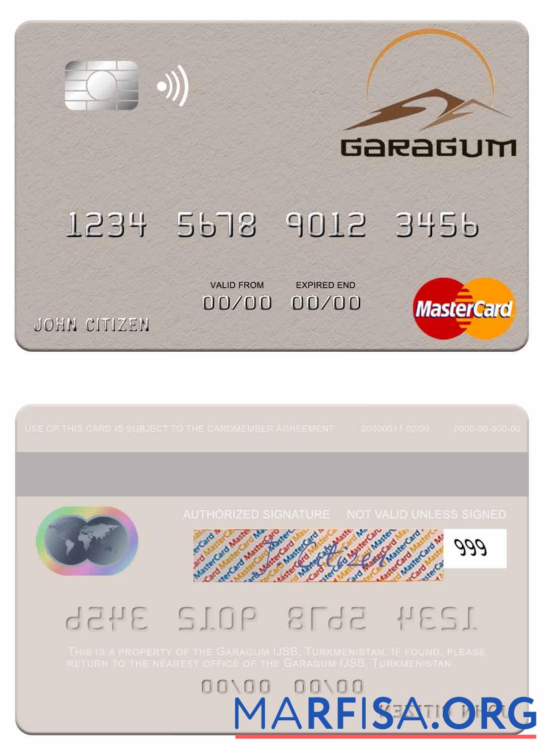 Realistic Turkmenistan Garagum IJSB mastercard real example